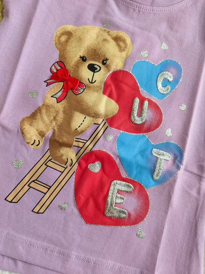 Lavender "Cute" Teddy Tee