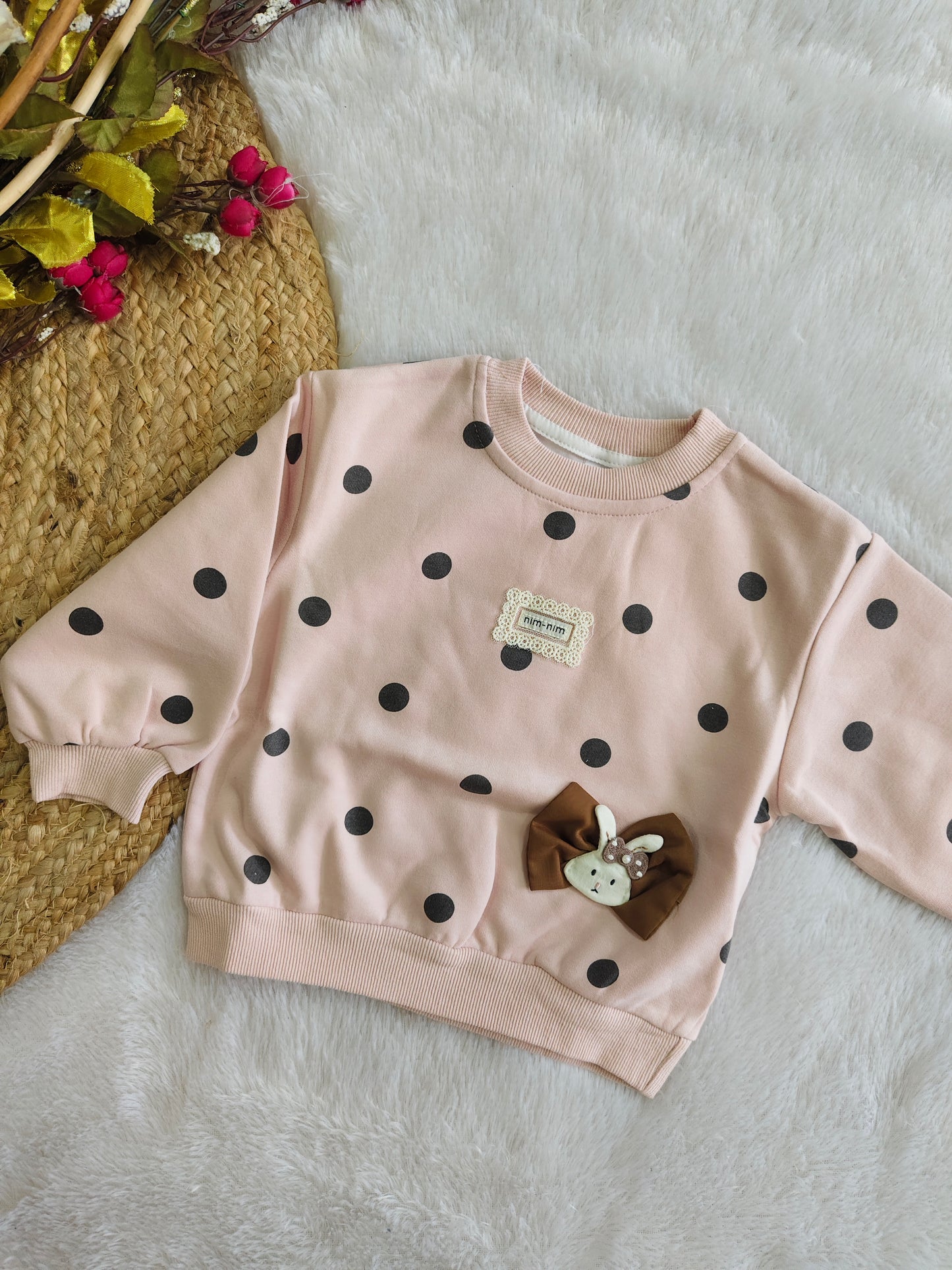 Bunny & Bow Polka Dot Sweatshirt