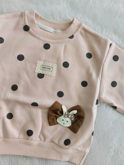 Bunny & Bow Polka Dot Sweatshirt