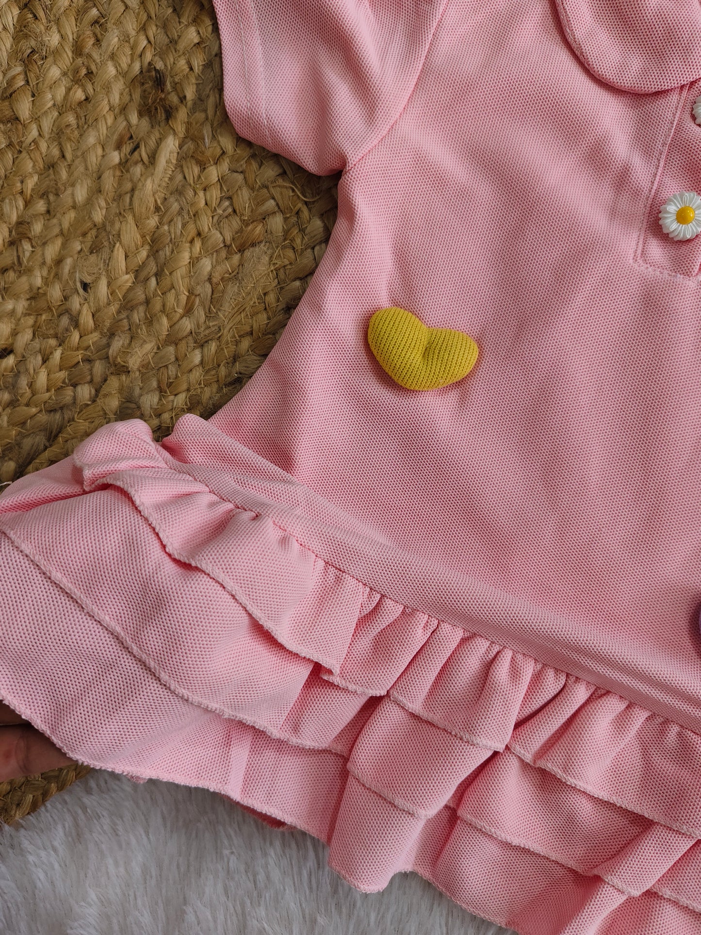 Pink Daisy & Heart Polo Dress