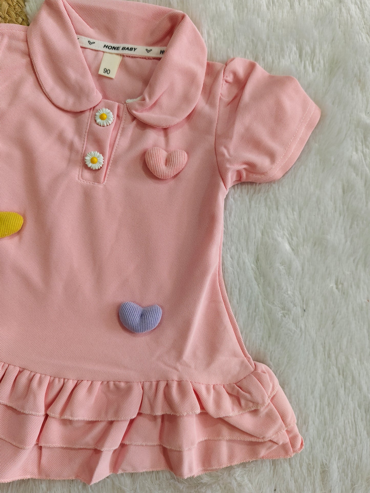 Pink Daisy & Heart Polo Dress