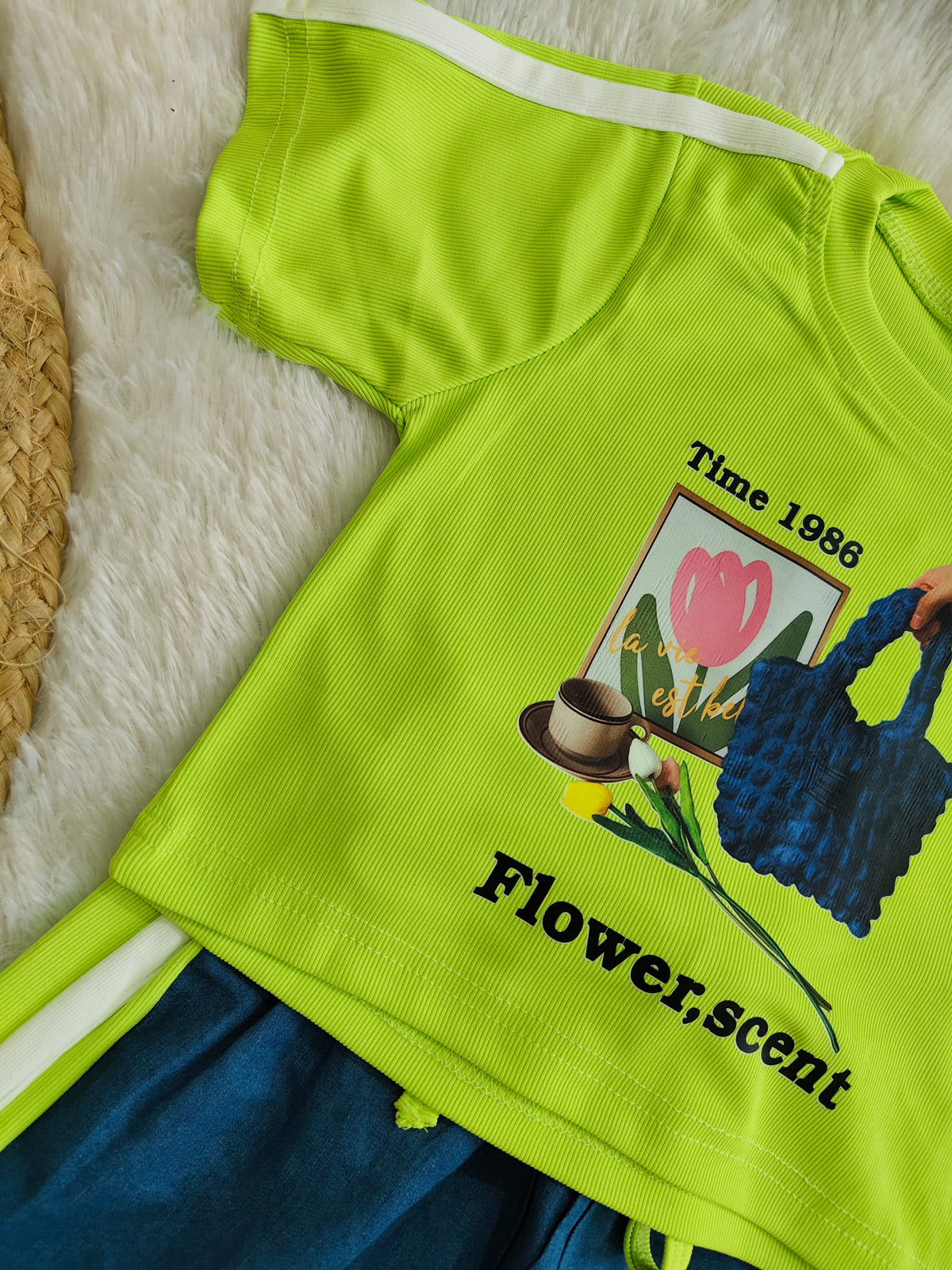 Lime & Denim-Look Lounge Set