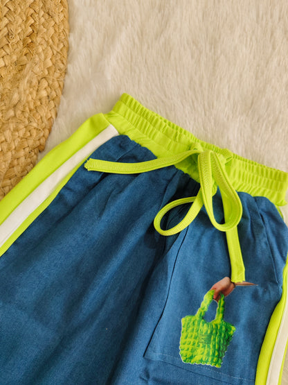 Lime & Denim-Look Lounge Set