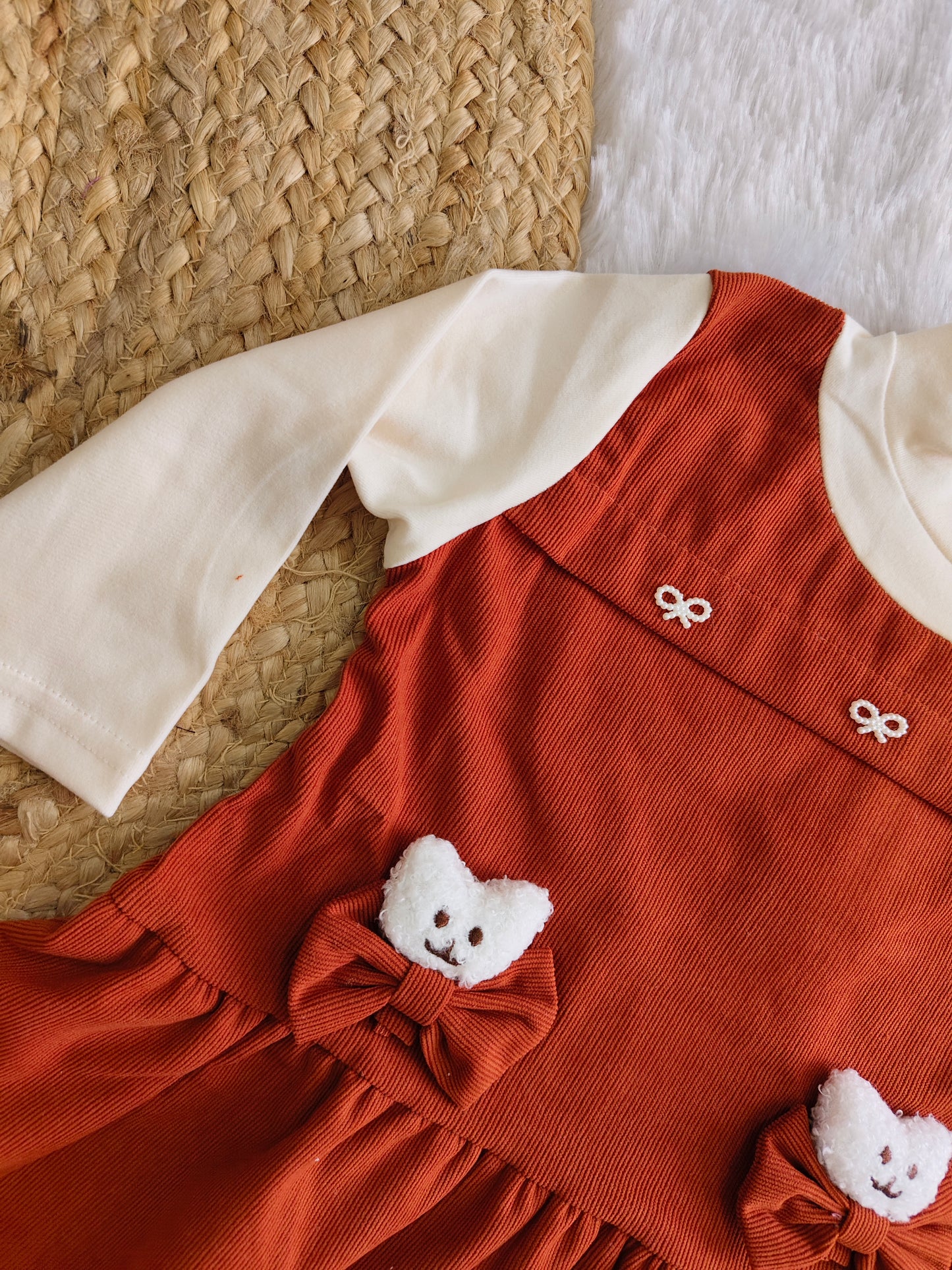 Teddy & Bow Rust Frock