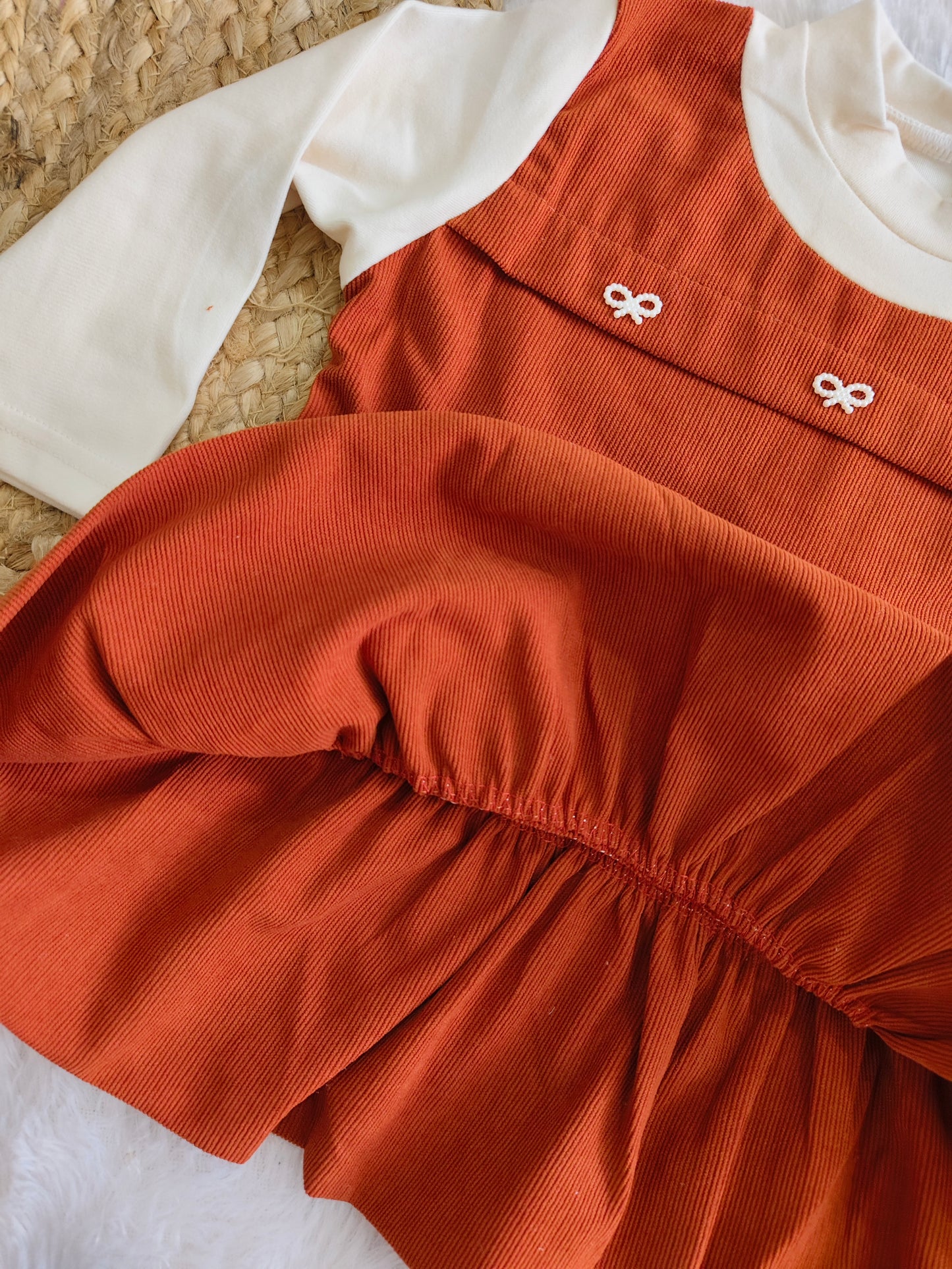 Teddy & Bow Rust Frock