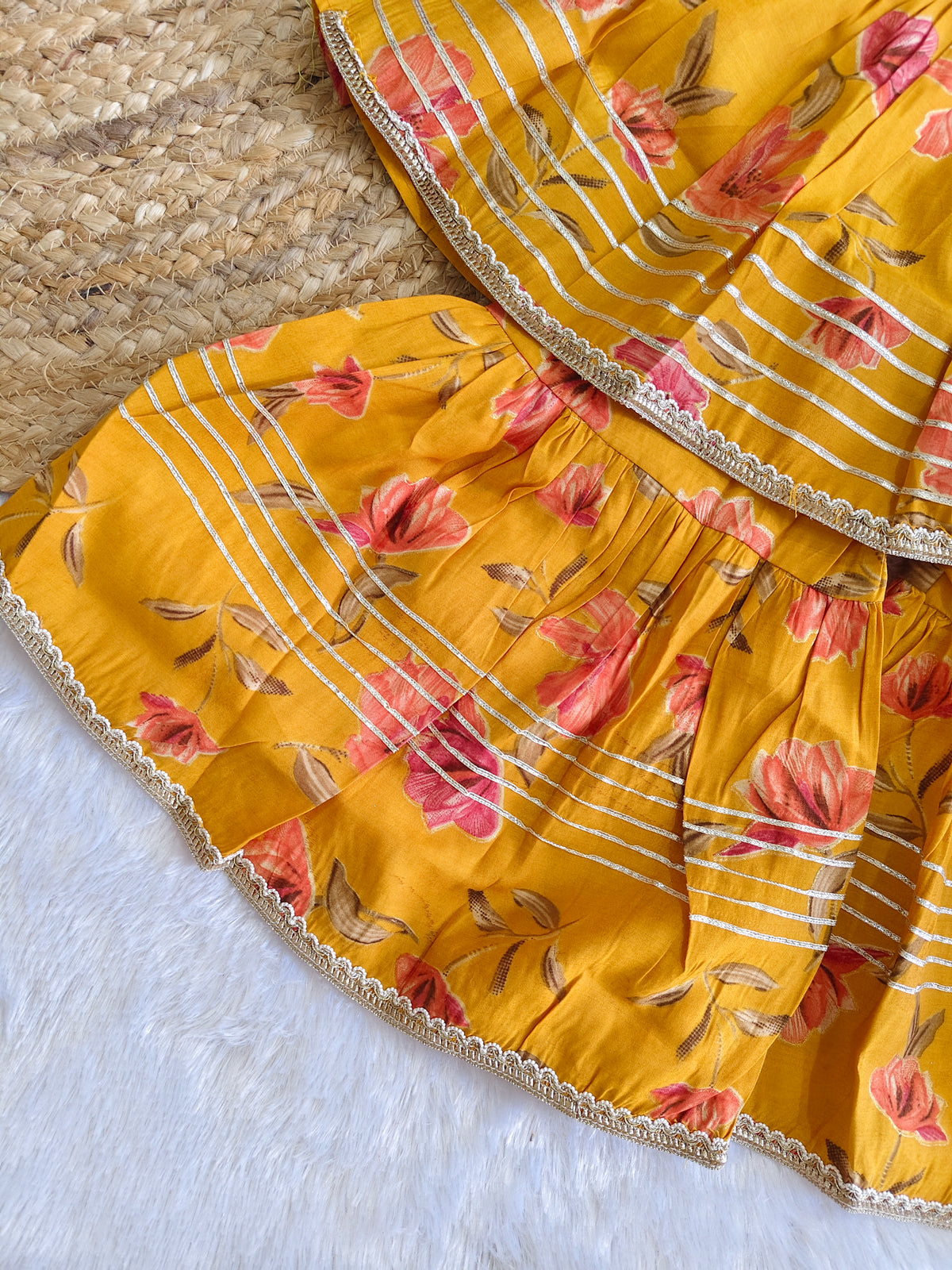 Mustard Floral Angrakha Sharara Set