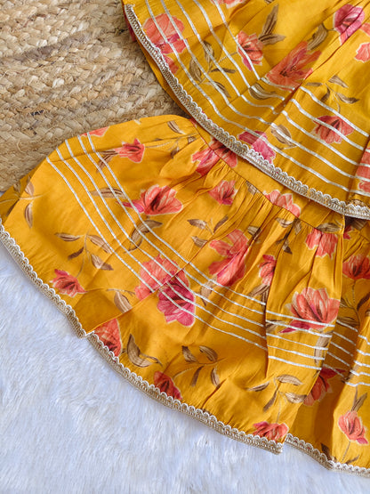 Mustard Floral Angrakha Sharara Set
