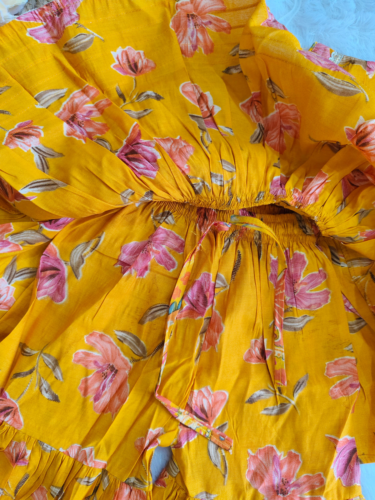 Mustard Floral Angrakha Sharara Set
