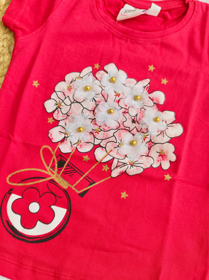 Flower Basket Red Tee