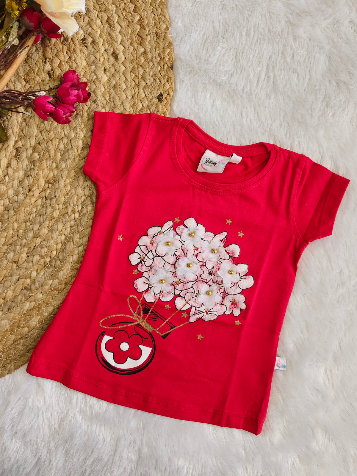 Flower Basket Red Tee