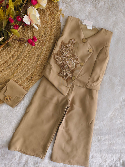 Embroidered Asymmetric Vest & Pants Set