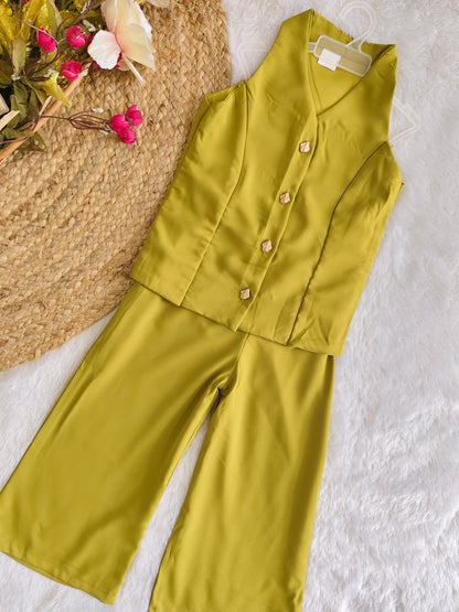 Olive Halter-Neck Button-Front Co-ord