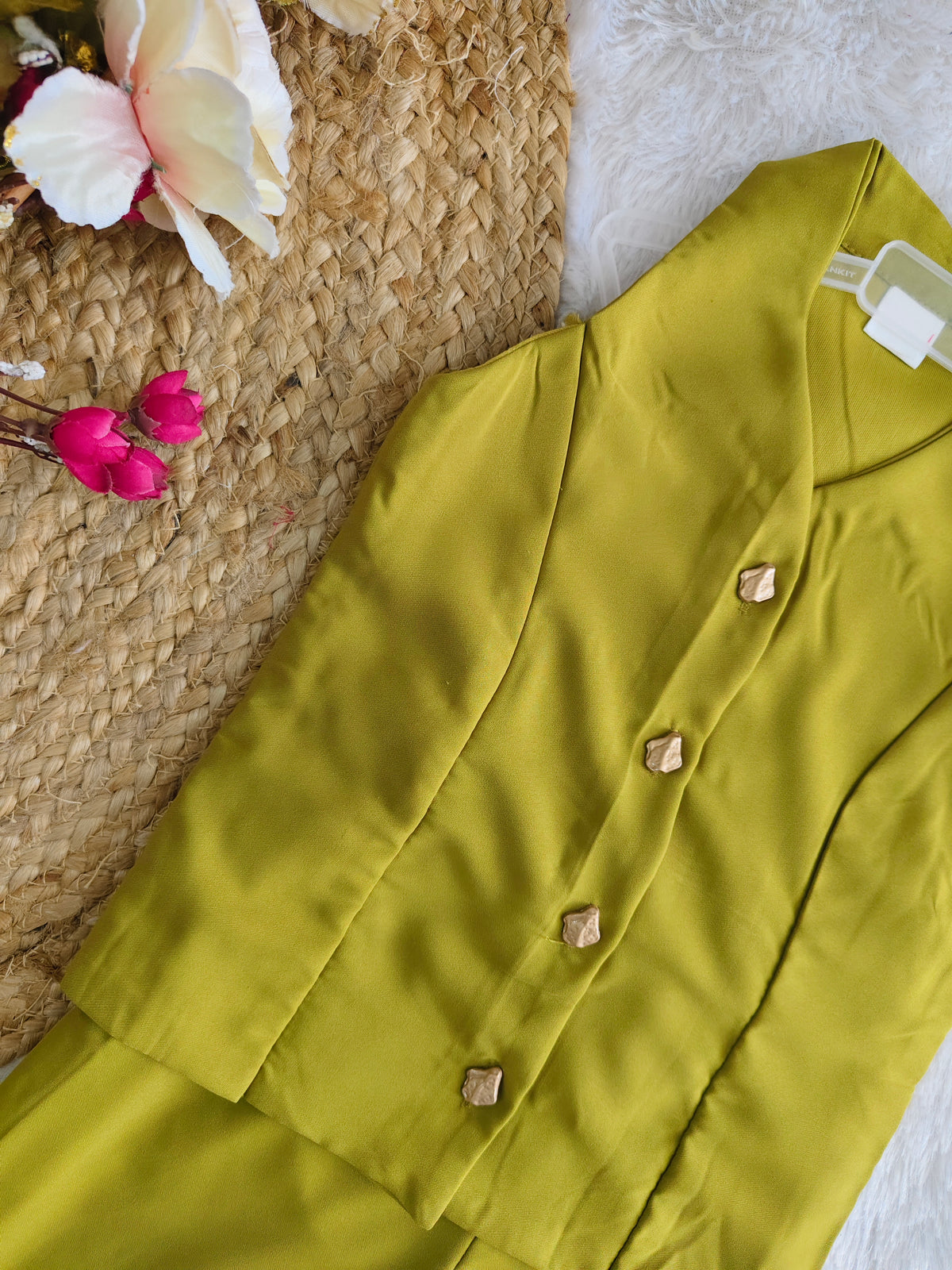 Olive Halter-Neck Button-Front Co-ord