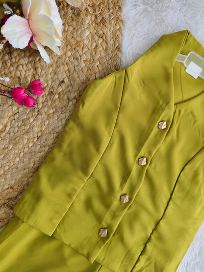Olive Halter-Neck Button-Front Co-ord