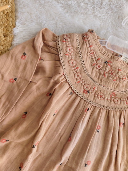 Sand Floral Embroidered Lounge Set