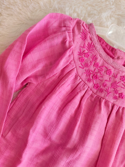 Pink Embroidered  Lounge Set