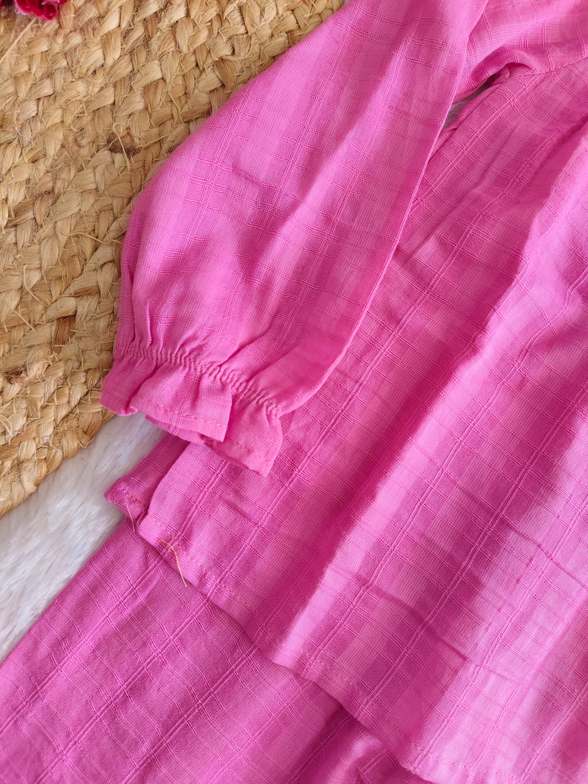 Pink Embroidered  Lounge Set