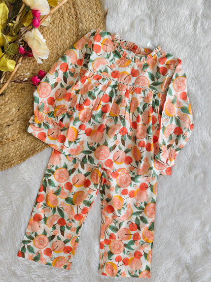 Cherry Bloom Printed Cotton Co-ord Set