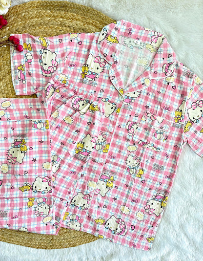 Hello kitty pink night suit