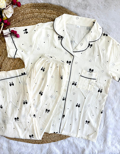 Bow design night suit