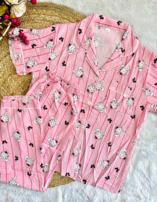 Pink bunny night suit