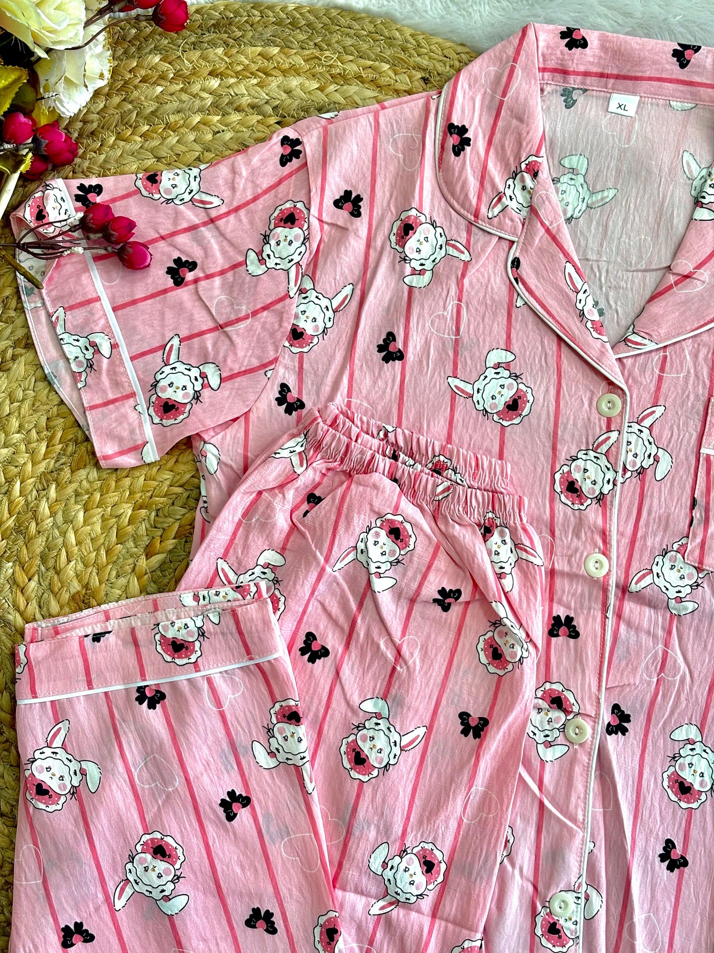 Pink bunny night suit