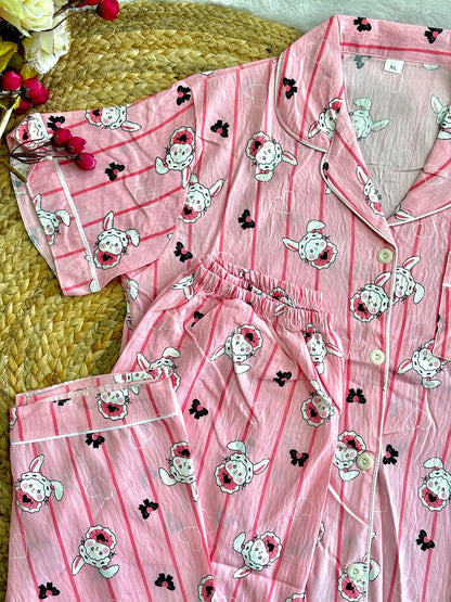 Pink bunny night suit