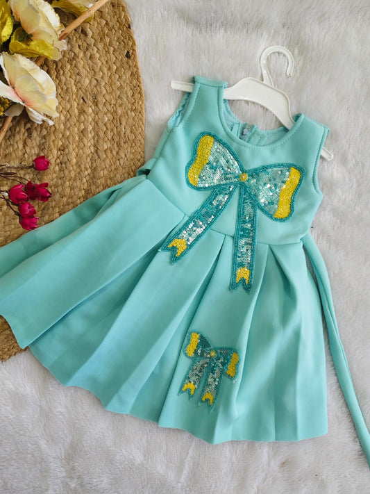 Sparkle Bow Mint Frock