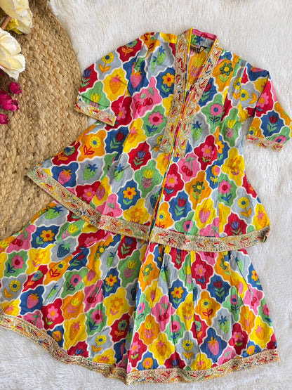 The Rainbow Bloom Sharara Set
