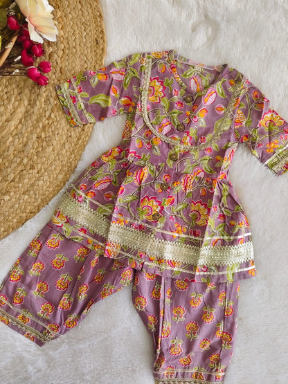 Lavender Floral Printed Ethnic set
