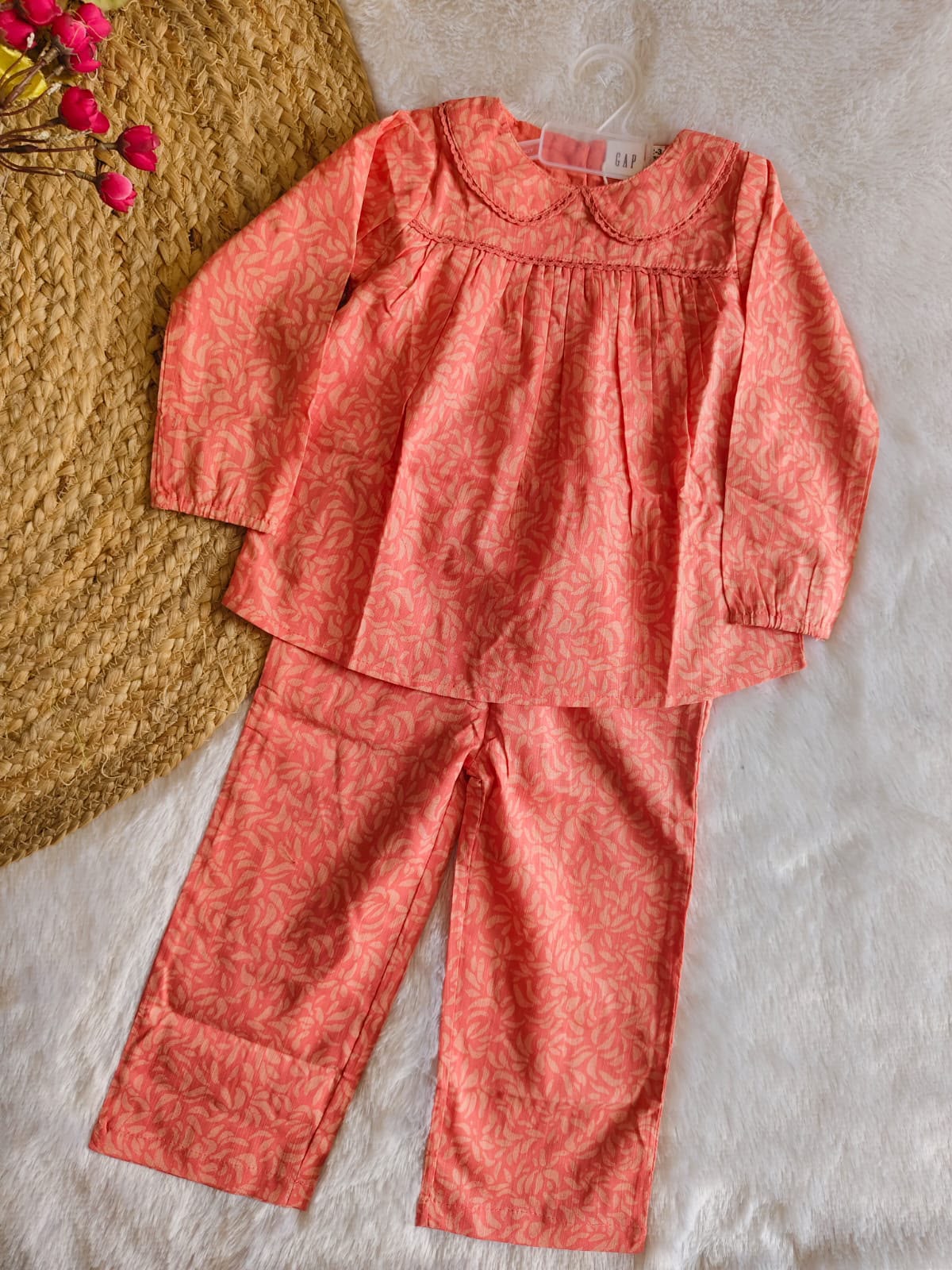 Peach Leafy Lounge Set