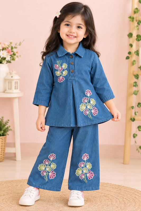 Blue Blossom Denim Set