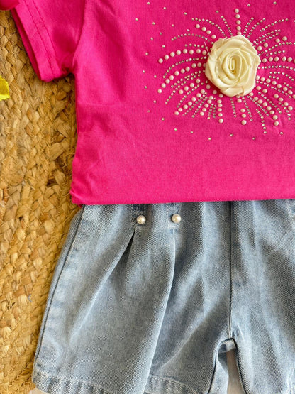 Blush Sparkle Duo short set