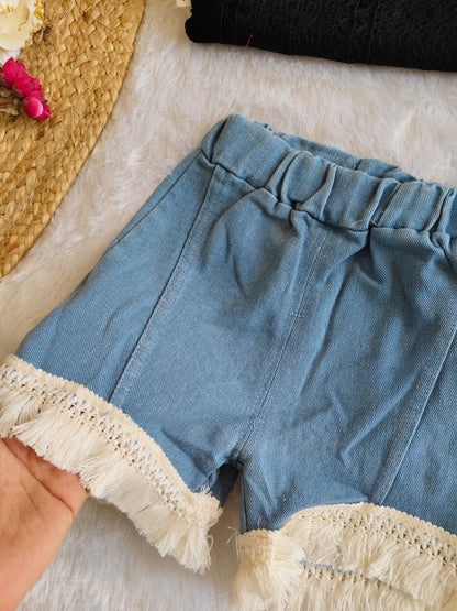 Midnight Lace Indigo Shorts Set