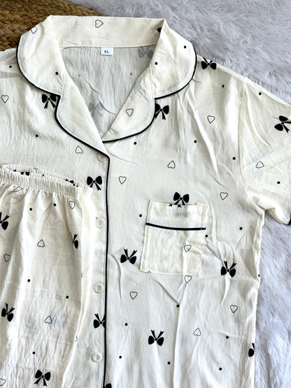 Bow design night suit