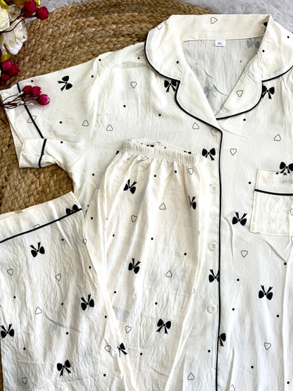 Bow design night suit