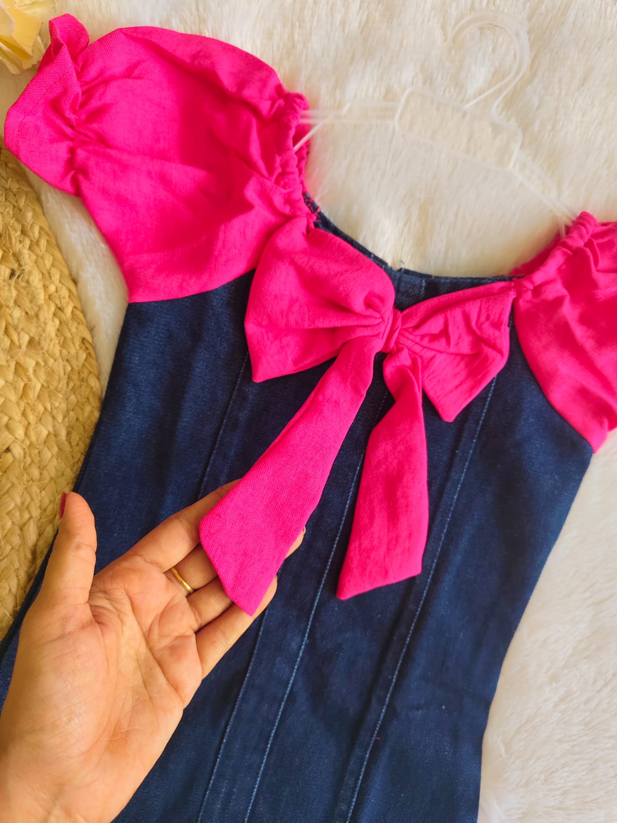 Pink & Blue Bloom Denim Dress