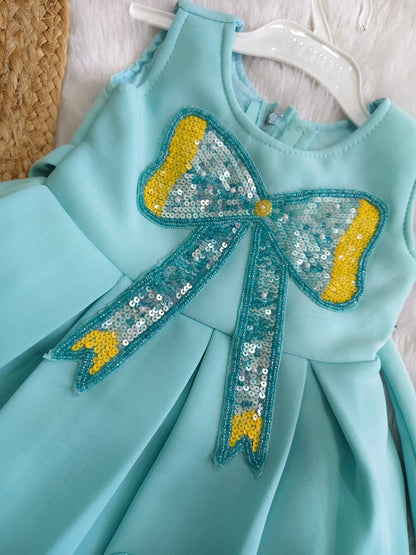 Sparkle Bow Mint Frock