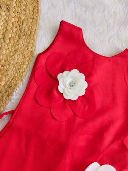 Red Rose Petal Party Dress
