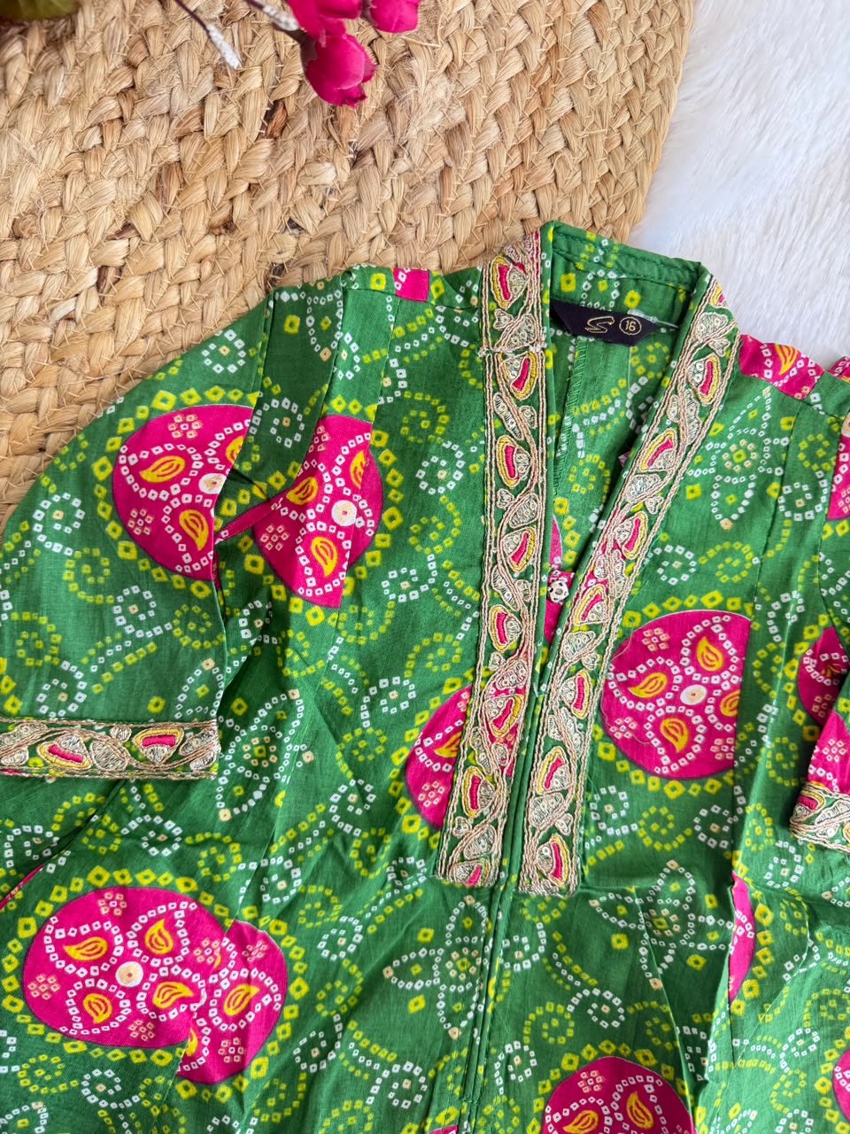 Festive-Green Bandhej Angrakha Suit