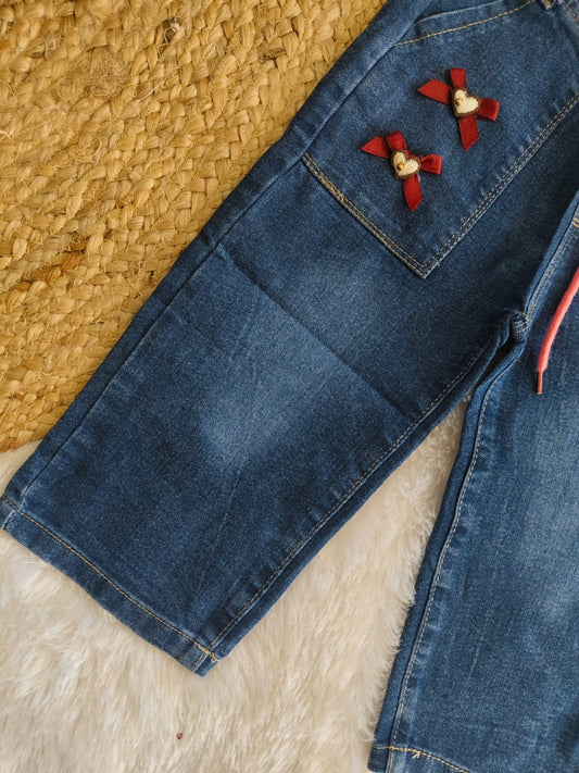 Girls' Bow-Detail Jeans