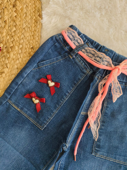 Girls' Bow-Detail Jeans