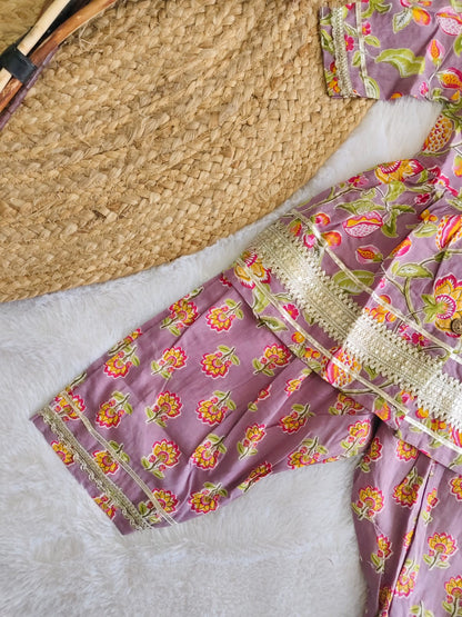 Lavender Floral Printed Ethnic set