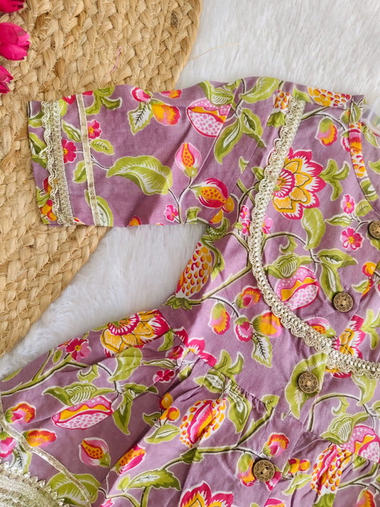 Lavender Floral Printed Ethnic set