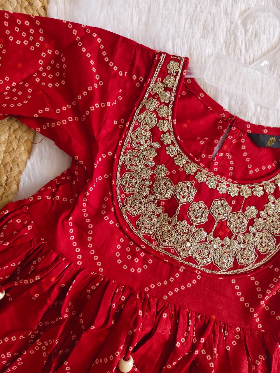 Red Bandhani Printed Ethnic set