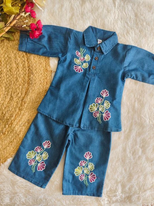Blue Blossom Denim Set